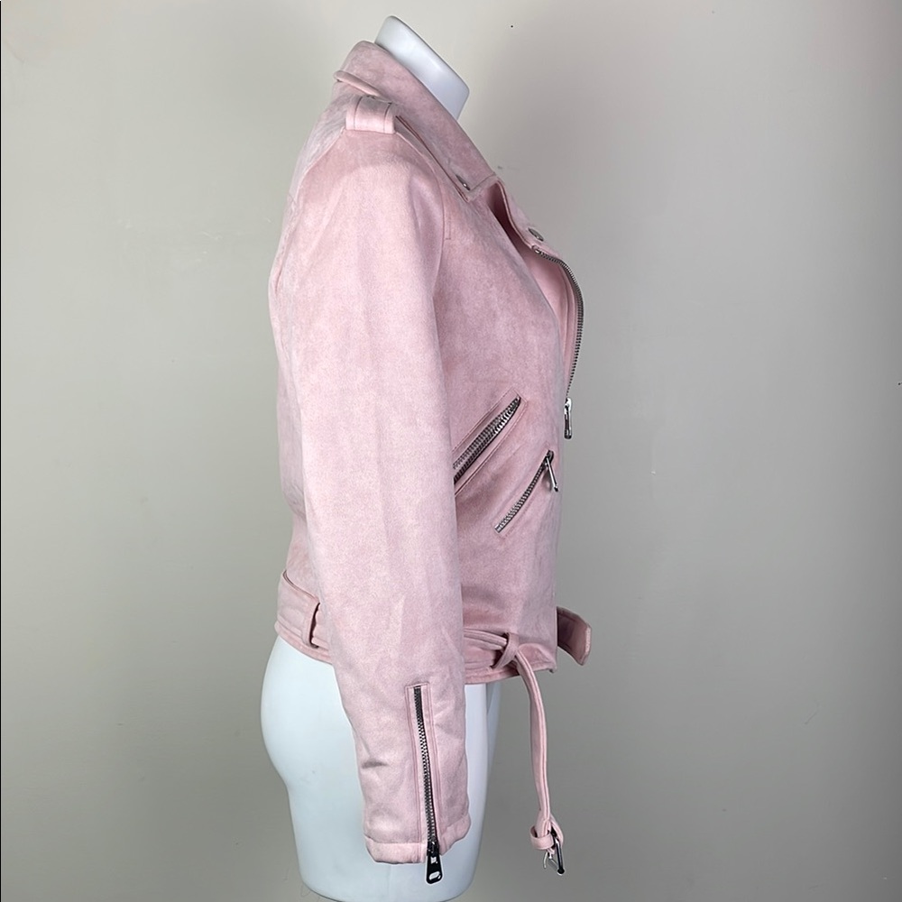 Faux Suede Zip Front Moto Jacket - Picture 3 of 8